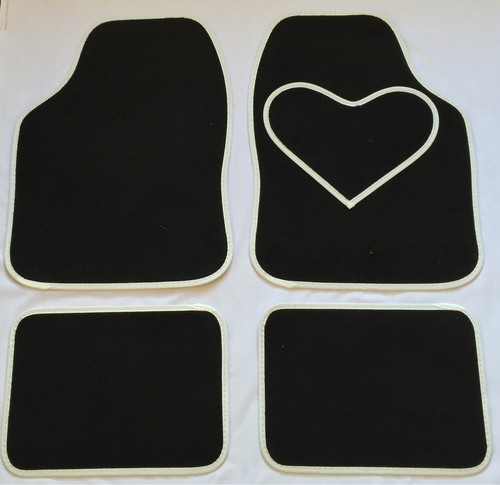 Black car mats white heart - mats,